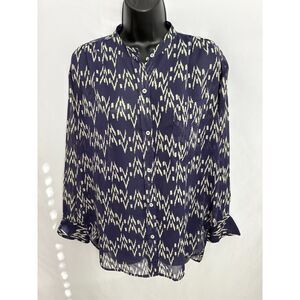 ZARA Sheer Purple Pattern Oversized Button Front Blouse Top Size XS Flowy Girly